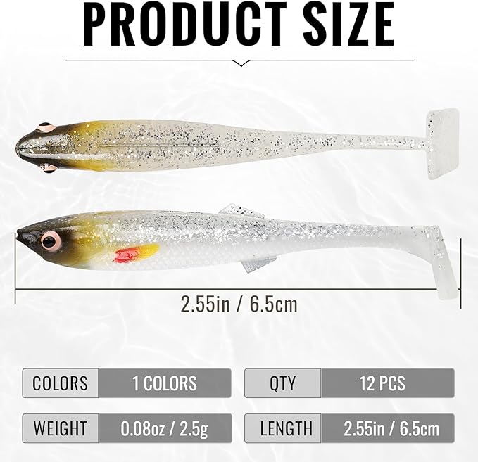 TRUSCEND Easy Catch Soft Lures, Unique Vibrating Swim Action and Trembly Sinking Move for More Bites, Amazing Soft Swimbaits for Family Fishing, Well-Made Fishing Lures for Bass Trout Crappie Walleye