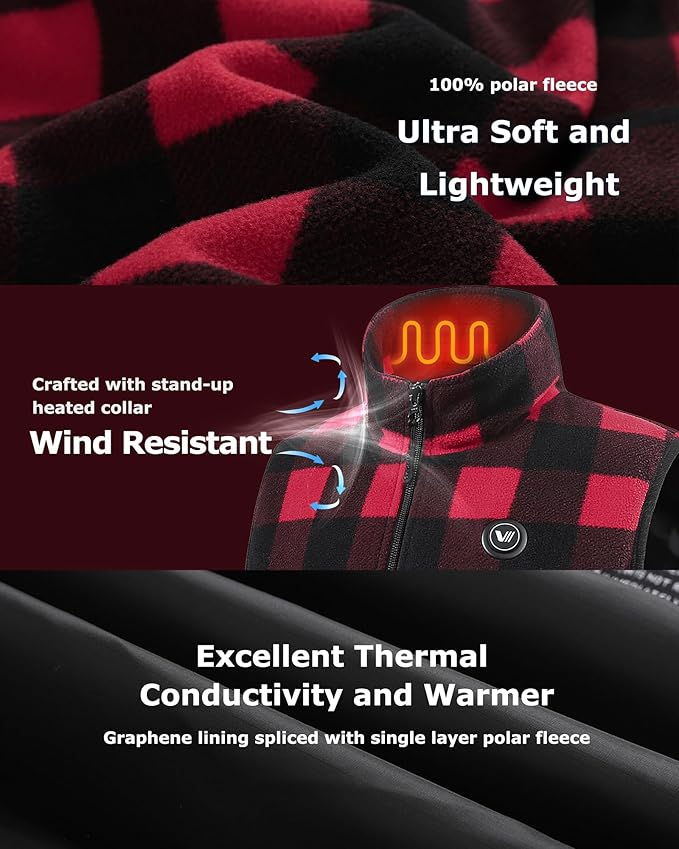 Venustas Women's Fleece Heated Vest with Battery, Lightweight Electric Heated Coat