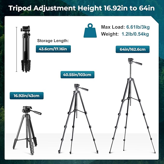 25-75x80 HD Spotting Scope with 64in Tripod and Upgraded Phone Adapter, Clear Image with BAK4 Prism Spotting Scopes for Target Shooting, Bird Watching, Hunting, Wildlife Viewing（Green）