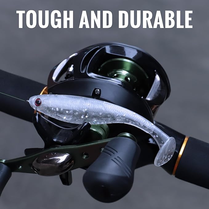 TRUSCEND Easy Catch Soft Lures, Unique Vibrating Swim Action and Trembly Sinking Move for More Bites, Amazing Soft Swimbaits for Family Fishing, Well-Made Fishing Lures for Bass Trout Crappie Walleye