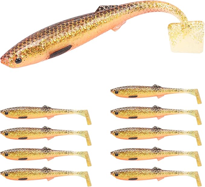 TRUSCEND Easy Catch Soft Lures, Unique Vibrating Swim Action and Trembly Sinking Move for More Bites, Amazing Soft Swimbaits for Family Fishing, Well-Made Fishing Lures for Bass Trout Crappie Walleye