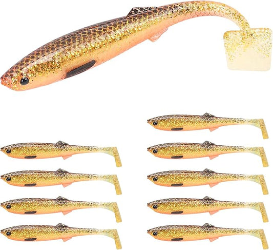 TRUSCEND Easy Catch Soft Lures, Unique Vibrating Swim Action and Trembly Sinking Move for More Bites, Amazing Soft Swimbaits for Family Fishing, Well-Made Fishing Lures for Bass Trout Crappie Walleye