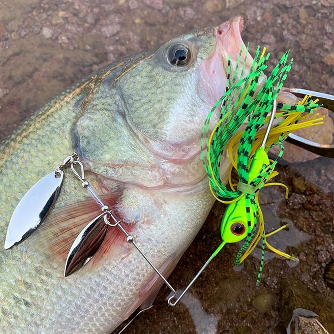 Spinnerbait Fishing Lure, Hard Metal Jig Spinner Baits Kits Swimbait for Bass Trout Pike Salmon Walleye Freshwater Saltwater 5pcs/Pack