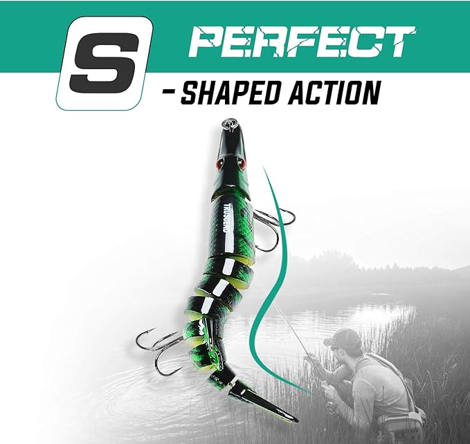 TRUSCEND Easy Catch Swimmax, Magic Noisy Turbulent Wiggling and Vibrating Actions for More Bites, Segmented Swimbait Jointed by Dyneema Strongest Fiber, Lifelike Fishing Lures for Relax Family Fishing
