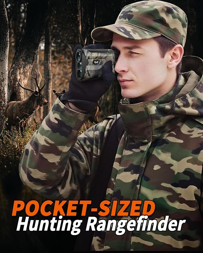 WOSPORTS Hunting Rangefinder, 1200-Yard/1500-Yard Range Finder for Hunter with Distance/Angle/Speed/Scan Multi Functional, 6X Magnification