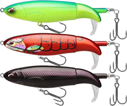TRUSCEND PoPobait with BKK Hooks, Top Water Plopper Fishing Lures for Bass Walleye Pike Catfish Musky Perch, Floating Lure for Freshwater or Saltwater, Amazing Teasers Fishing Gifts for Family Fishing