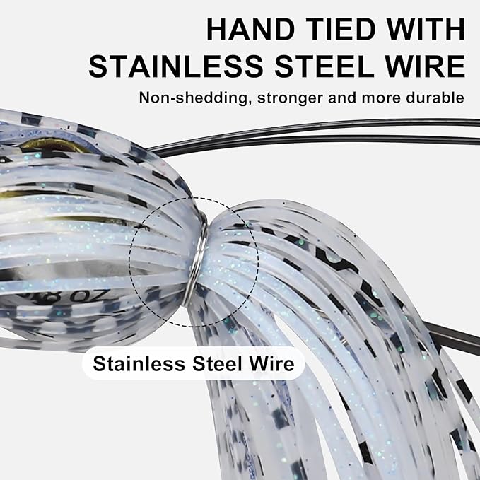 TRUSCEND Fishing Jigs with Ultra Smooth Teflon Hook, Tour Grade Titanium Weed Guard Swim Jigs, Valuable Weedless Skirted Jig, Well-Made Fishing Lures for Crappie Bass Trout, Freshwater Fishing Gear