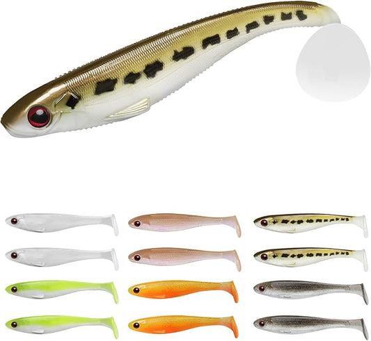 TRUSCEND Easy Catch Soft Lures, Unique Vibrating Swim Action and Trembly Sinking Move for More Bites, Amazing Soft Swimbaits for Family Fishing, Well-Made Fishing Lures for Bass Trout Crappie Walleye