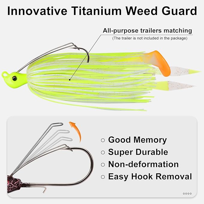 TRUSCEND Fishing Jigs with Ultra Smooth Teflon Hook, Tour Grade Titanium Weed Guard Swim Jigs, Valuable Weedless Skirted Jig, Well-Made Fishing Lures for Crappie Bass Trout, Freshwater Fishing Gear
