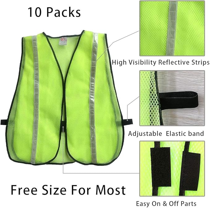 zojo High Visibility Safety Vests,Adjustable Size,Lightweight, Wholesale Reflective Vest for Outdoor Works, Cycling