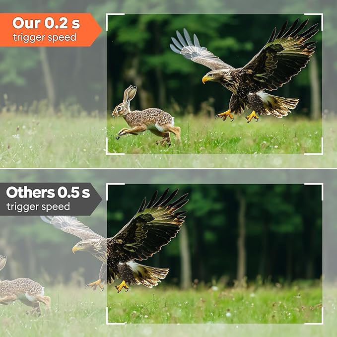 Solareye Trail Camera WiFi - Solar Powered 4K 64MP Game Cameras with Night Vision Motion Activated Waterproof with 32GB Micro SD Card, IP66 120° Detection Angle 0.2s Trigger 940nm No Glow LED Wildlife