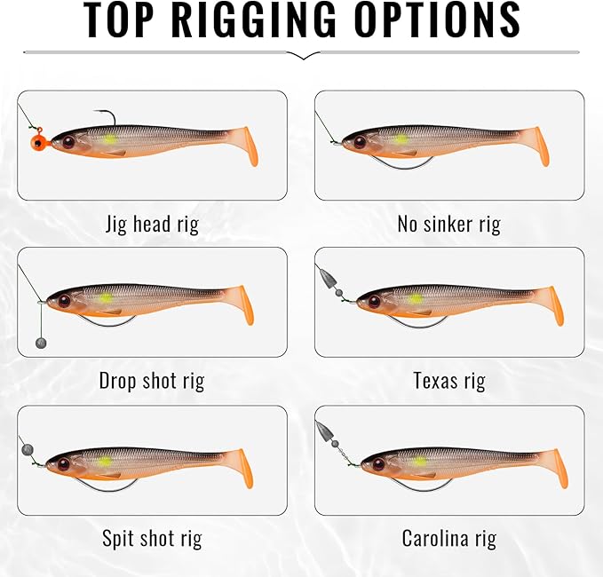 TRUSCEND Easy Catch Soft Lures, Unique Vibrating Swim Action and Trembly Sinking Move for More Bites, Amazing Soft Swimbaits for Family Fishing, Well-Made Fishing Lures for Bass Trout Crappie Walleye