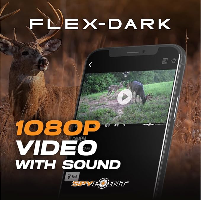 SPYPOINT Flex-Dark Ultimate Pack with SD Card + LIT-22 - Cellular Trail Camera, 40MP Photos, 1080p Video + Sound, No-Glow Game Camera, Hunting Night Vision, Motion Activated,100ft Detection