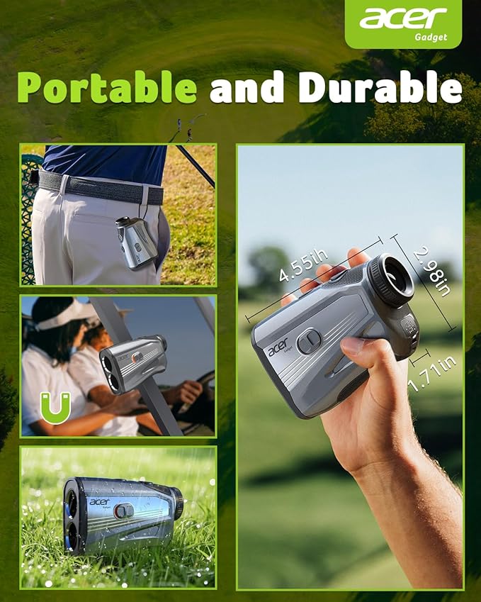 Acer Gadget Golf Rangefinder with Slope - 1200/1700Yards Laser Range Finder for Hunting, 6X Magnification Rangefinders Golf with Flag Pole Locking Vibration, Rechargeable Magnetic Golfing Gift for Men