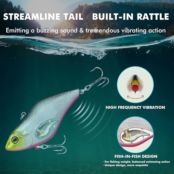 TRUSCEND Easy Catch Swimmax, Magic Noisy Turbulent Wiggling and Vibrating Actions for More Bites, Segmented Swimbait Jointed by Dyneema Strongest Fiber, Lifelike Fishing Lures for Relax Family Fishing