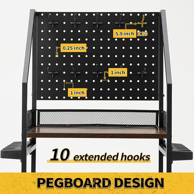 SOYEEZE Fishing Rod Holders for Garage,Fishing Gear Storage and Organization for Tackle Box and Fishing Reels,Fishing Pole Holders for Fishing Equipment with Pegboard and Wheels