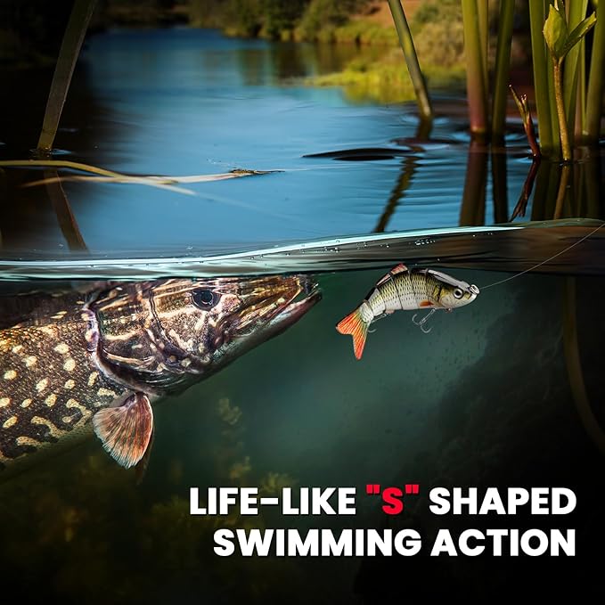 Bass Fishing Lure for Freshwater and Saltwater Lifelike Fishing Lures Multi Jointed Swimbait for Bass Trout Crappie Walleye Pike Fishing Gifts for Men