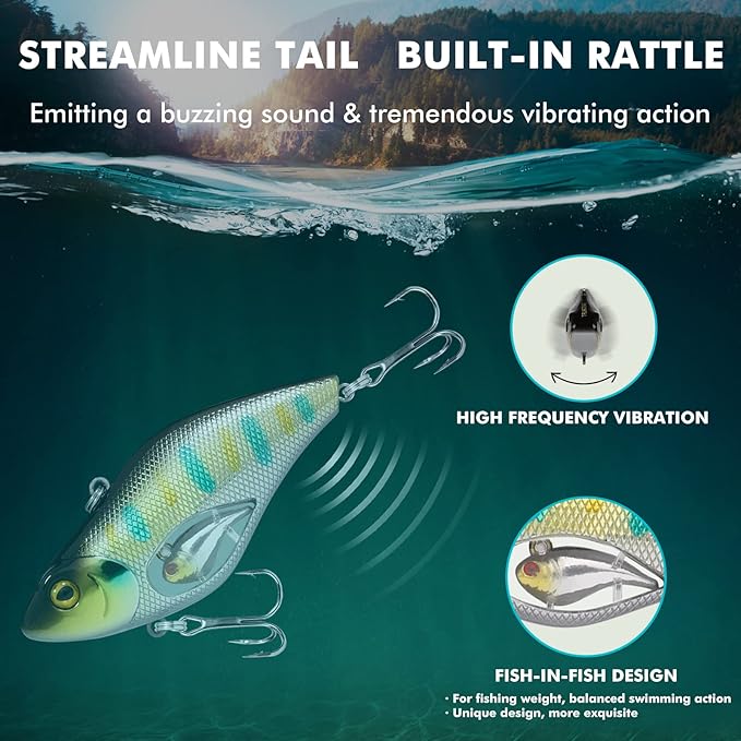 TRUSCEND Easy Catch Swimmax, Magic Noisy Turbulent Wiggling and Vibrating Actions for More Bites, Segmented Swimbait Jointed by Dyneema Strongest Fiber, Lifelike Fishing Lures for Relax Family Fishing