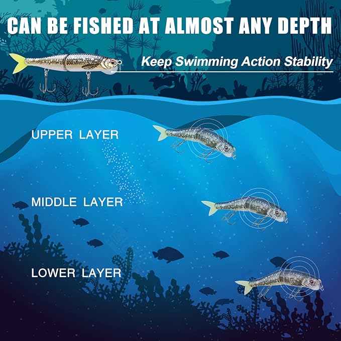 TRUSCEND Easy Catch Swimmax, Magic Noisy Turbulent Wiggling and Vibrating Actions for More Bites, Segmented Swimbait Jointed by Dyneema Strongest Fiber, Lifelike Fishing Lures for Relax Family Fishing