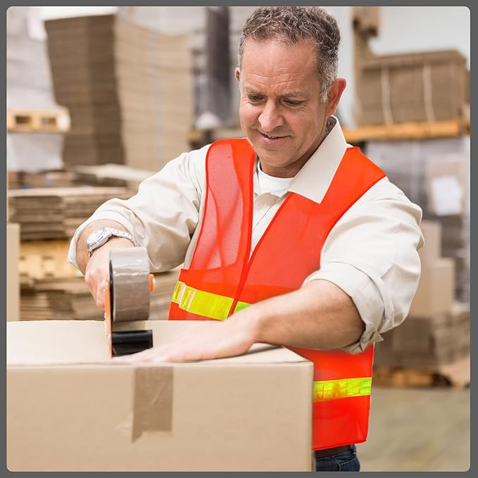 30 Pack Safety Vest Bulk with Reflective Strips High Visibility Reflective Orange Security Vest Construction Working for Men Women Warehouses Traffic Running Drivers Cyclists Volunteers Work