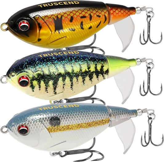 TRUSCEND PoPobait with BKK Hooks, Top Water Plopper Fishing Lures for Bass Walleye Pike Catfish Musky Perch, Floating Lure for Freshwater or Saltwater, Amazing Teasers Fishing Gifts for Family Fishing