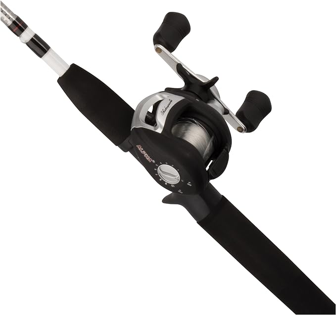 Shakespeare Alpha Medium 6' Low Profile Fishing Rod and Bait Cast Reel Combo (2 Piece),Black, White