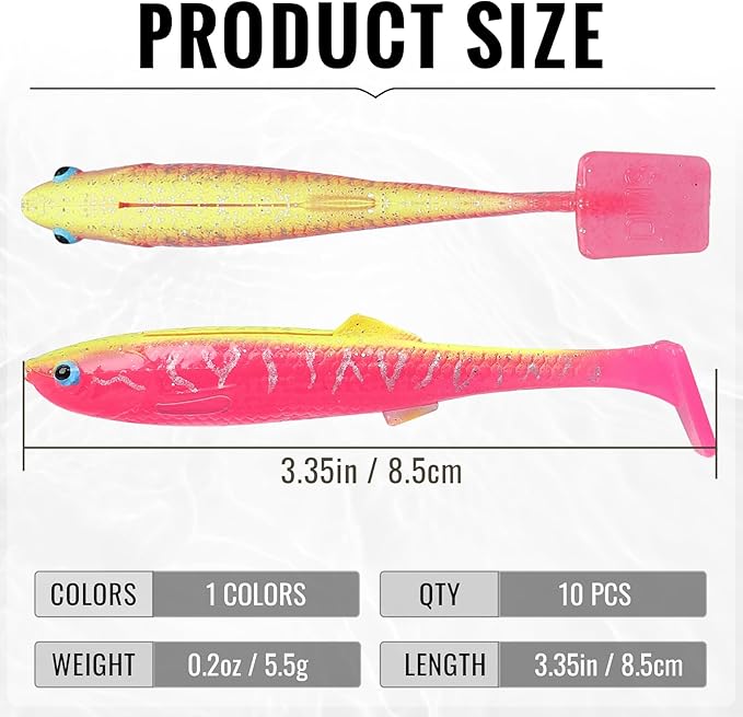 TRUSCEND Easy Catch Soft Lures, Unique Vibrating Swim Action and Trembly Sinking Move for More Bites, Amazing Soft Swimbaits for Family Fishing, Well-Made Fishing Lures for Bass Trout Crappie Walleye
