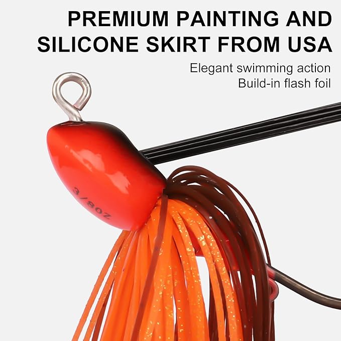 TRUSCEND Fishing Jigs with Ultra Smooth Teflon Hook, Tour Grade Titanium Weed Guard Swim Jigs, Valuable Weedless Skirted Jig, Well-Made Fishing Lures for Crappie Bass Trout, Freshwater Fishing Gear
