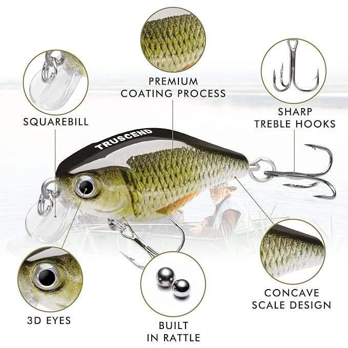 TRUSCEND Swimmax for Freshwater and Saltwater, Lifelike Fishing Lures for Bass Trout Crappie Walleye Pike Bluegill Salmon, Swimbait for Bass, Amazing Fishing Gear Gifts for Family