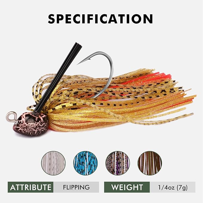 TRUSCEND Fishing Jigs with Ultra Smooth Teflon Hook, Tour Grade Titanium Weed Guard Swim Jigs, Valuable Weedless Skirted Jig, Well-Made Fishing Lures for Crappie Bass Trout, Freshwater Fishing Gear