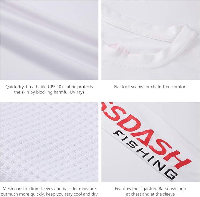 BASSDASH Fishing T Shirts for Men UV Sun Protection UPF 50+ Long Sleeve Tee T-Shirt