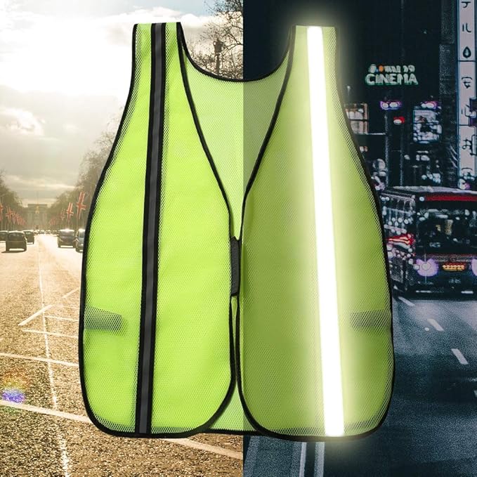 SIFE 10 Pack High Visibility Reflective Safety Vest,Made from Breathable and Neon Yellow Mesh Fabric,light weight for Man and Woman(Yellow-Black, 10 pack)