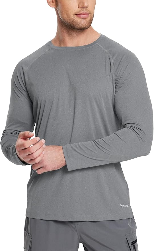 baleaf Men's Sun Protection Shirts UV SPF UPF 50+ Long Sleeve Rash Guard Fishing Running Quick Dry Lightweight
