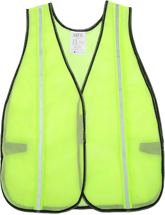 SIFE 1 Pack High Visibility Reflective Safety Vest,Made from Breathable and Neon Yellow Mesh Fabric,light weight for Man and Woman(Yellow, 1 pack)