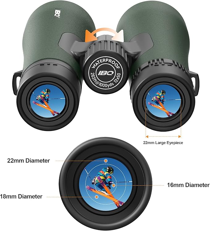 12x50 UHD Binoculars for Adults High Powered with Upgraded Phone Adapter - Large View, Lightweight, IPX7 Waterproof - Binoculars for Hunting Bird Watching Travel Cruise