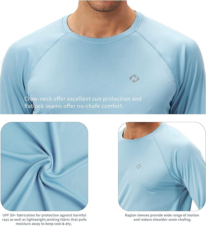 NAVISKIN Men's Rash Guard Shirts Swim Shirts UPF 50+ UV Sun Protection Long Sleeve Shirts Lightweight Quick Dry