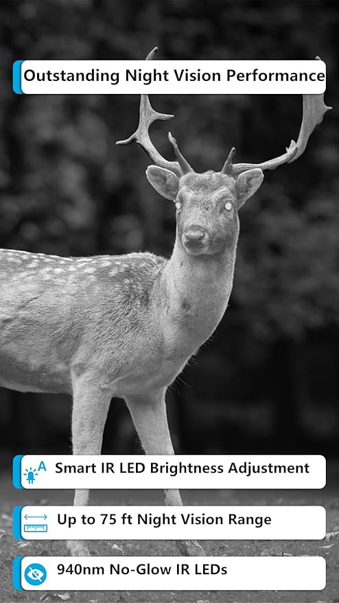 Trail Camera P90 Pro, WiFi Bluetooth, Super-Low-Light Sensitivity, 120° View Angle, 48MP 1296p, Night Vision, Motion Activated, Waterproof, Live Stream to Cell Phone for Hunting Game Cameras