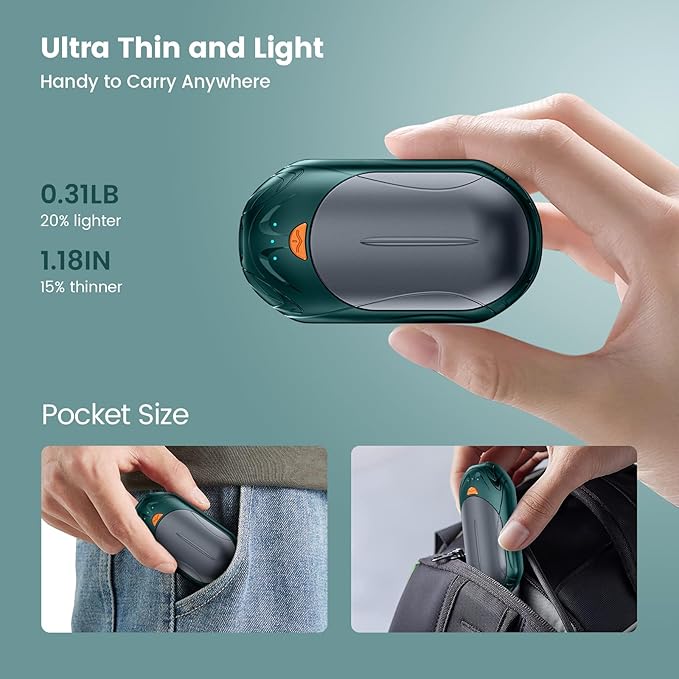 AI Hand Warmers Rechargeable 2 Pack,6000mAh Rechargeable Hand Warmer,20Hrs Long Heating Electric Hand Warmer,Portable Pocket Heater,Pocket Size Hand Warmer, Gifts for Christmas