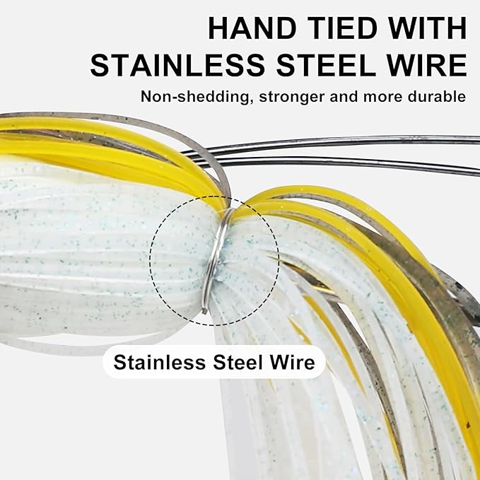 TRUSCEND Fishing Jigs with Ultra Smooth Teflon Hook, Tour Grade Titanium Weed Guard Swim Jigs, Valuable Weedless Skirted Jig, Well-Made Fishing Lures for Crappie Bass Trout, Freshwater Fishing Gear