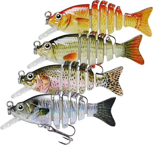 TRUSCEND Easy Catch Swimmax, Magic Noisy Turbulent Wiggling and Vibrating Actions for More Bites, Segmented Swimbait Jointed by Dyneema Strongest Fiber, Lifelike Fishing Lures for Relax Family Fishing