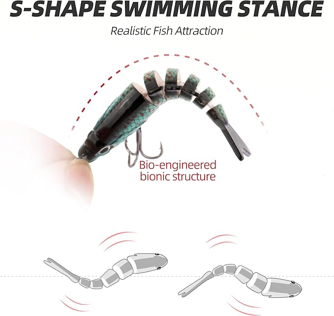 5PCS Lifelike Fishing Lures – Multi-Jointed Swimbait for Bass, Trout, Crappie, Walleye, Pike, Realistic Action with 3D Fish Eyes and Sharp Hooks, Perfect for Fishing Kits in Saltwater & Freshwater