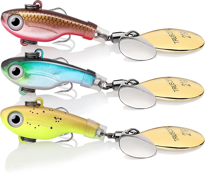 TRUSCEND Swimming or Jigging Fishing Spinners with Two-Way Spinning Spoons System, Rooster Tail Fishing Lures with Flash Copper Body & Blade, Freshwater and Saltwater Blade Bait for Bass Walleye Trout
