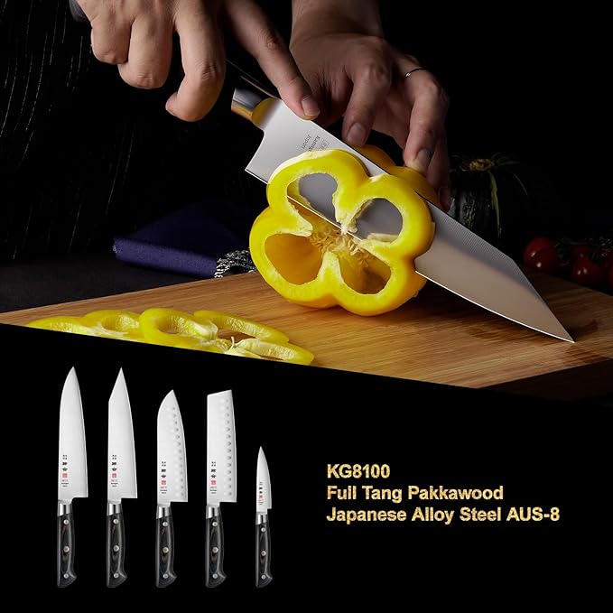 8.27 Inch Kiritsuke Knife, AUS-8 Alloy Steel Japanese Chef Knife with Full-Tang Pakkawood Handle, 210mm Chefs Knife with Premium Gift Box (Classic Series)