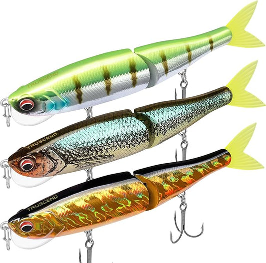 TRUSCEND Easy Catch Swimmax, Magic Noisy Turbulent Wiggling and Vibrating Actions for More Bites, Segmented Swimbait Jointed by Dyneema Strongest Fiber, Lifelike Fishing Lures for Relax Family Fishing