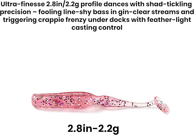 6-Color Paddle Tail Swimbaits 2.75" 1/10oz T-Tail Soft Plastic Lures - Dual-Tone Lifelike Design, High Elasticity, Durable for Bass,Crappie Fishing (60 Pack)