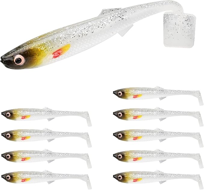 TRUSCEND Easy Catch Soft Lures, Unique Vibrating Swim Action and Trembly Sinking Move for More Bites, Amazing Soft Swimbaits for Family Fishing, Well-Made Fishing Lures for Bass Trout Crappie Walleye