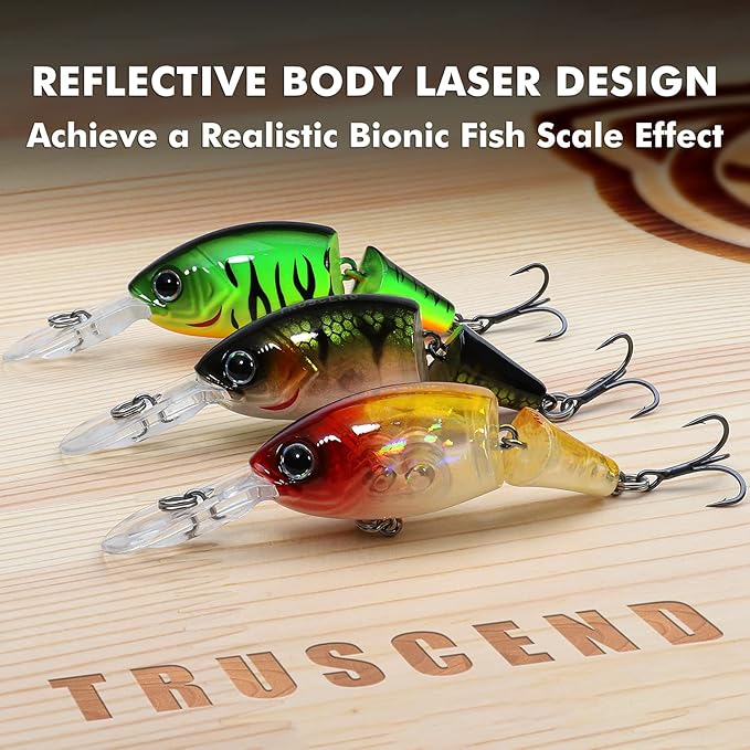 TRUSCEND Easy Catch Swimmax, Magic Noisy Turbulent Wiggling and Vibrating Actions for More Bites, Segmented Swimbait Jointed by Dyneema Strongest Fiber, Lifelike Fishing Lures for Relax Family Fishing