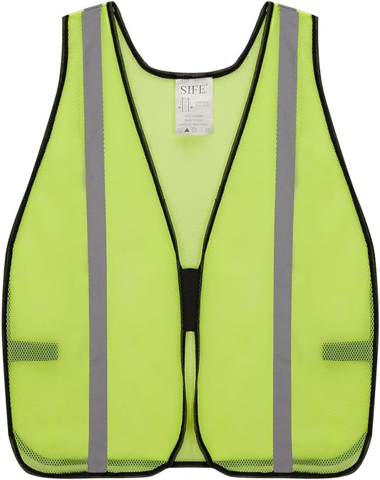 SIFE 1 Pack High Visibility Reflective Safety Vest,Made from Breathable and Neon Yellow Mesh Fabric,light weight for Man and Woman(Yellow-Grey, 1 pack)
