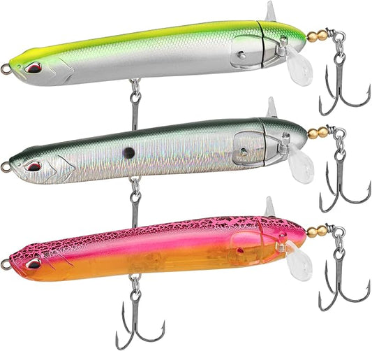 TRUSCEND PoPobait with BKK Hooks, Top Water Plopper Fishing Lures for Bass Walleye Pike Catfish Musky Perch, Floating Lure for Freshwater or Saltwater, Amazing Teasers Fishing Gifts for Family Fishing