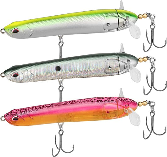 TRUSCEND PoPobait with BKK Hooks, Top Water Plopper Fishing Lures for Bass Walleye Pike Catfish Musky Perch, Floating Lure for Freshwater or Saltwater, Amazing Teasers Fishing Gifts for Family Fishing